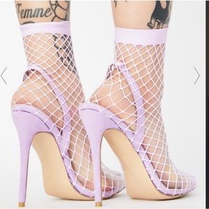Public Desire - Lavender Fishnet Heels/Stilettos 💜Like New💜 Size 7/fits 7-8